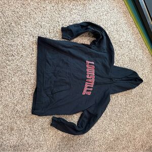 Black Louisville Hoodie with Red Lettering